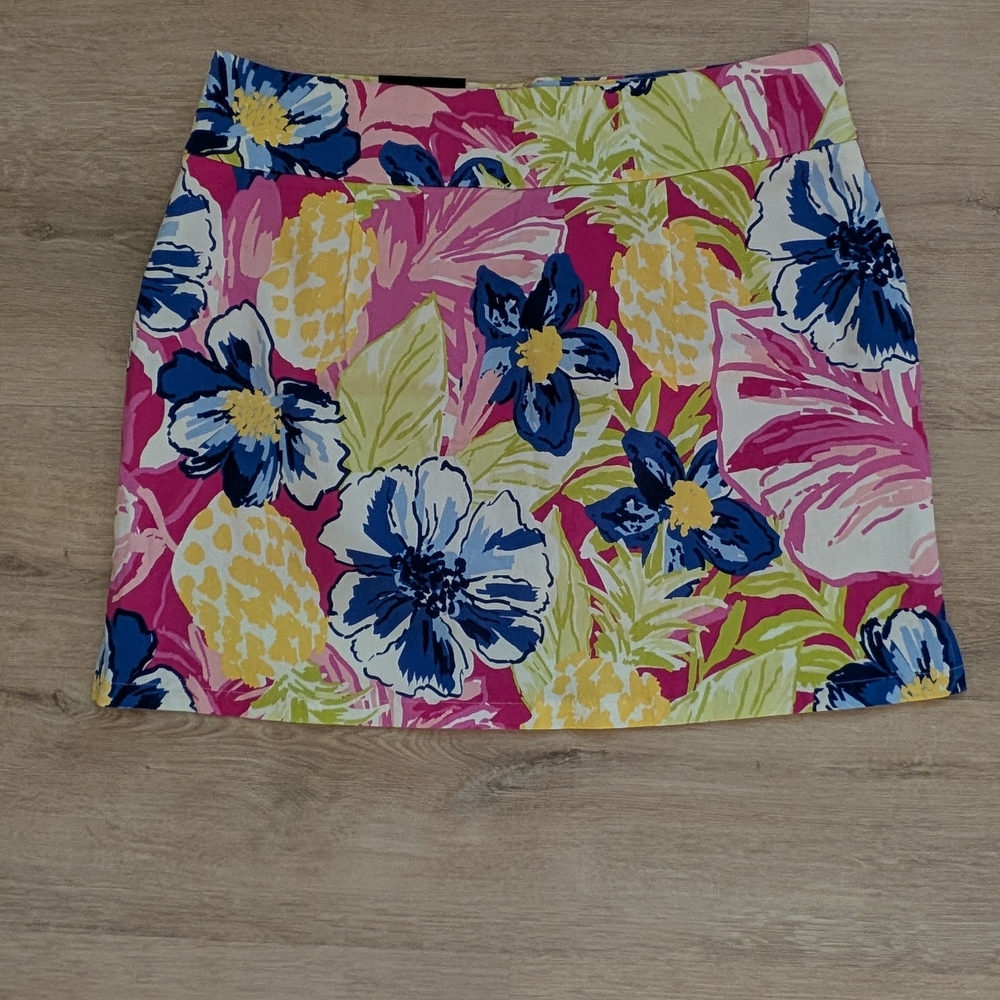 Rafaella Floral Golf Skort – Pink Blue Yellow Tropical Print – Size XL – NWT